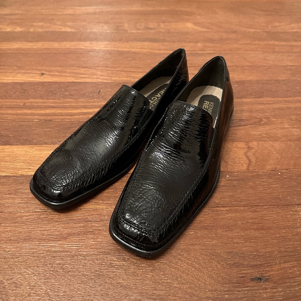 Kenneth Cole Reaction Black Patent Leather Loafers Men’s Size 9 Slip On Dress